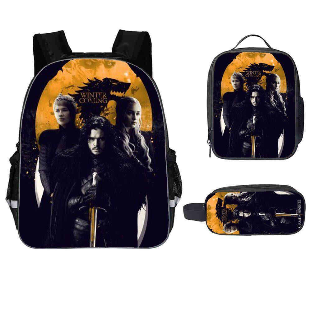 Conjunto de mochilas Games of Thrones Jons Snows Anime School 3 unidades
