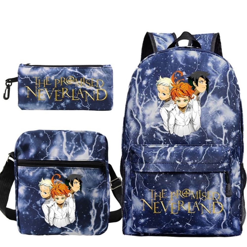 Conjunto de mochilas Promised Neverland Anime, 3 unidades para crianças em idade escolar