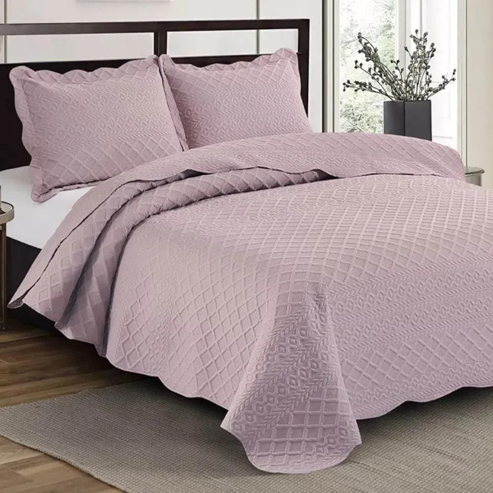 Kit Colcha / Cobre Leito Solteiro Illusion Orla Camesa Rose