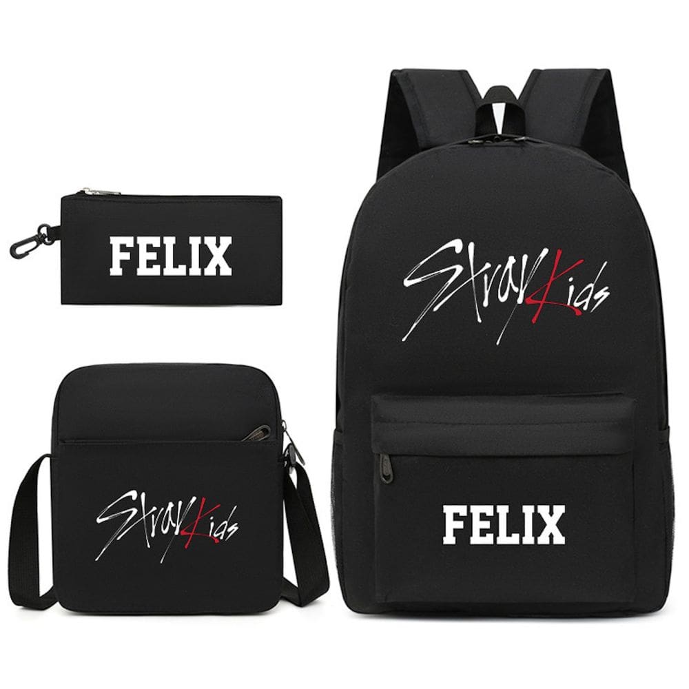 Conjunto de mochilas Stray Kids Anime School, 3 peças com bolsa de ombro