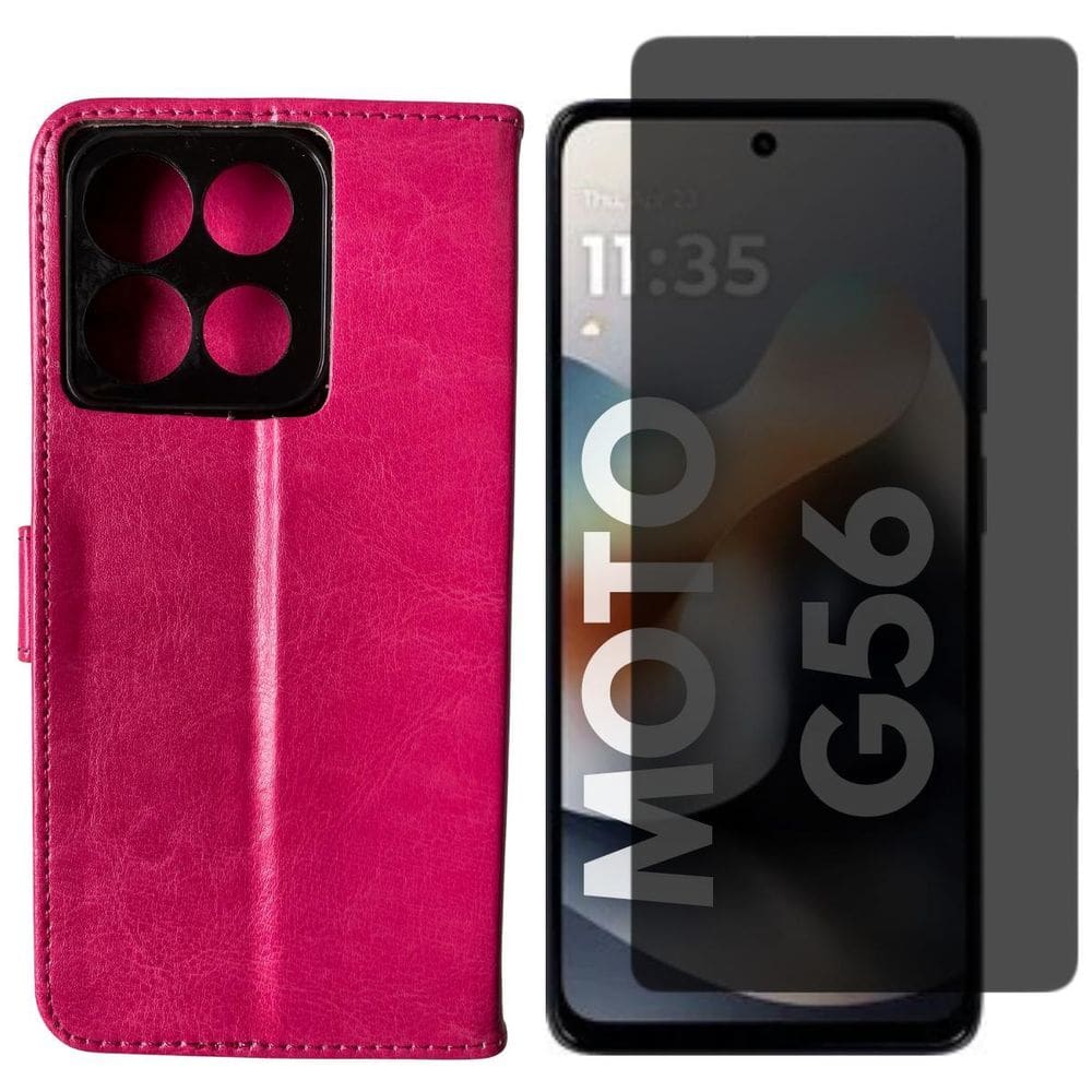 Capa Carteira Para Motorola Moto G56 + Película 3D Privativa