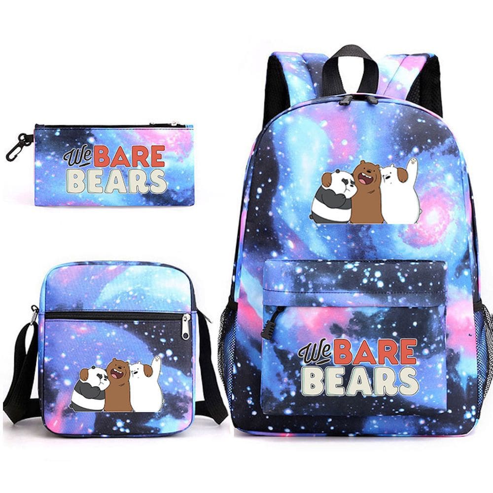 Conjunto de mochilas escolares Wes Bares Bears, 3 unidades para estudantes
