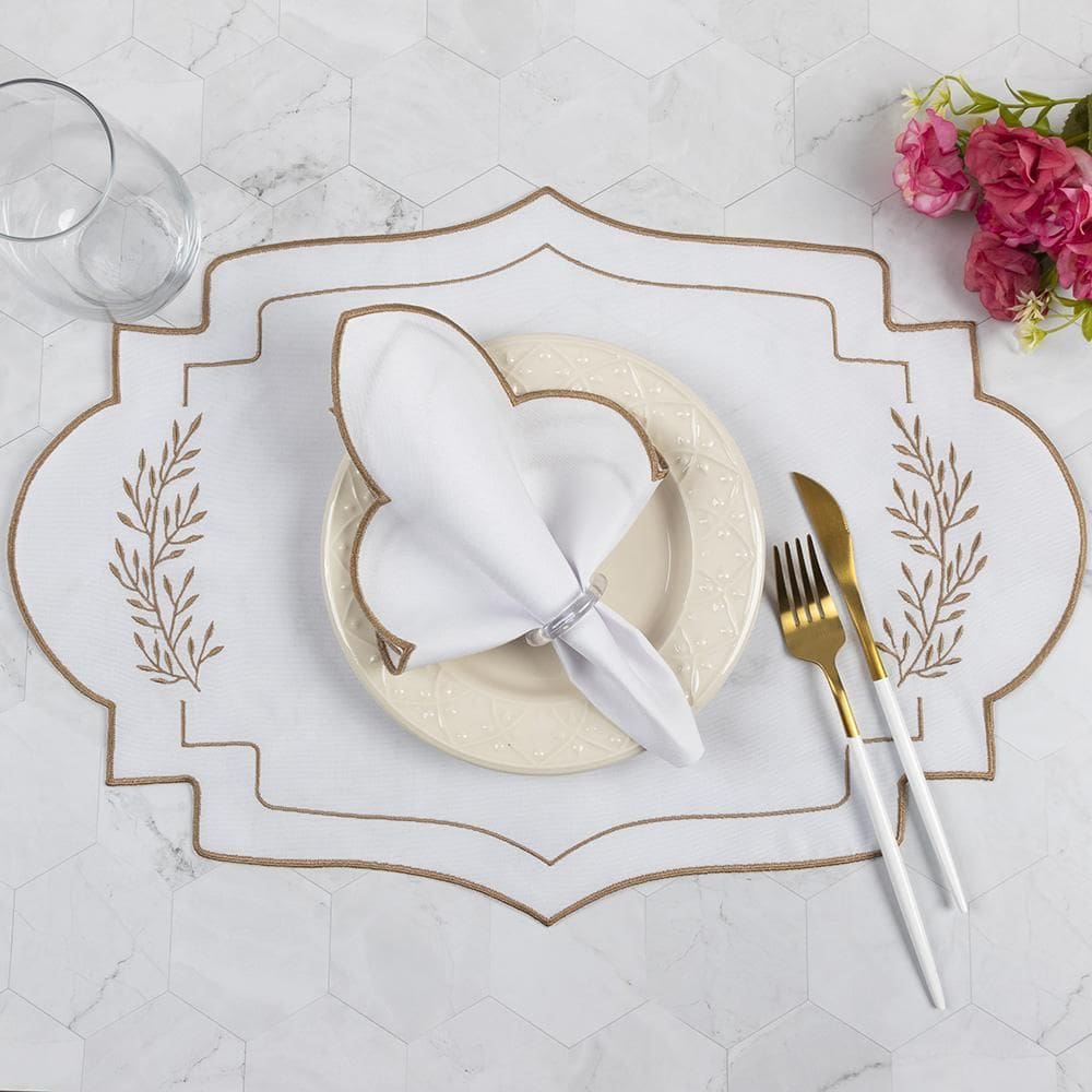 Jogo Americano Bordado Em Linha De Seda 12 Peças Rubi - 100% Poliéster