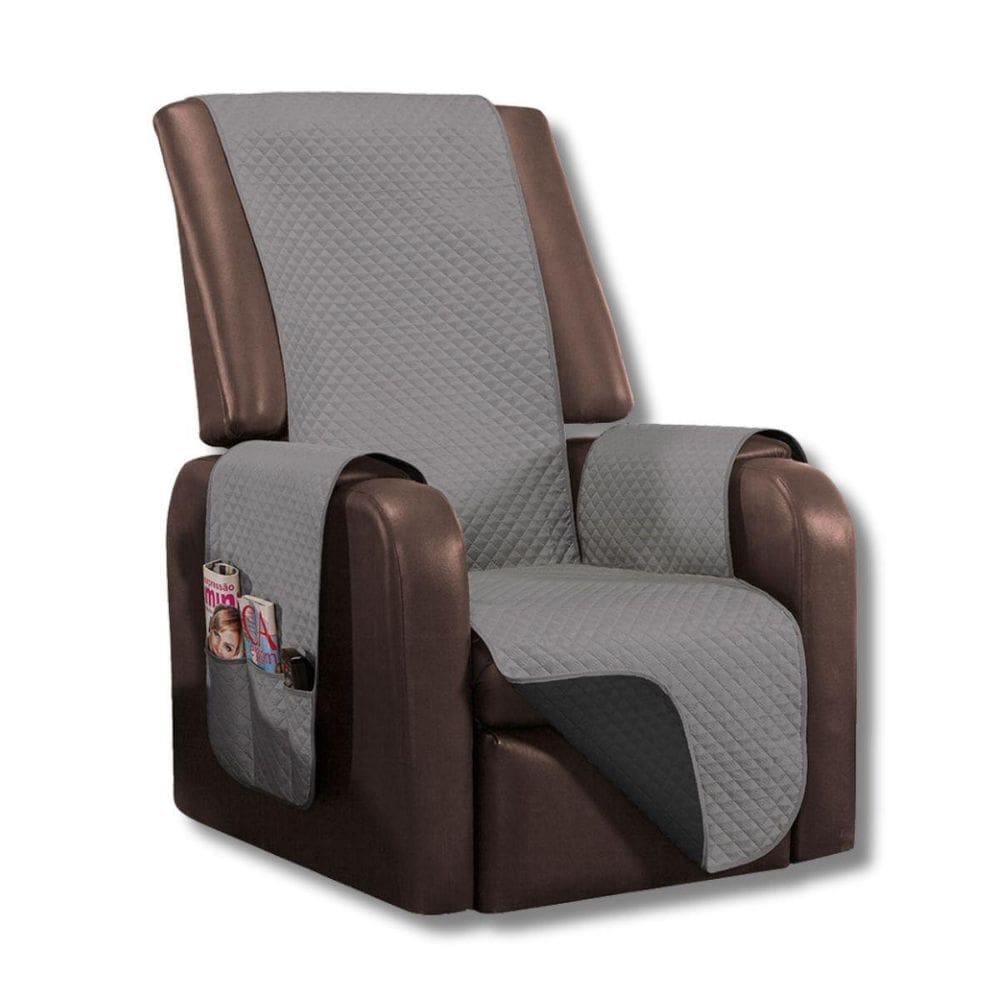 Capa Poltrona Impermeável 1 Lugar Dupla Face Viés E Bolsos