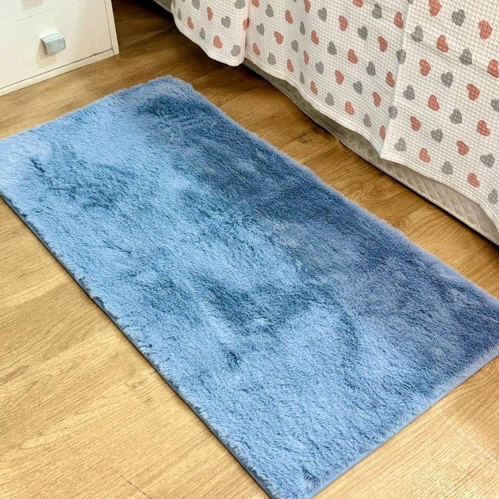 Tapete Chinchila Basa Antiderrapante 50x100cm Azul