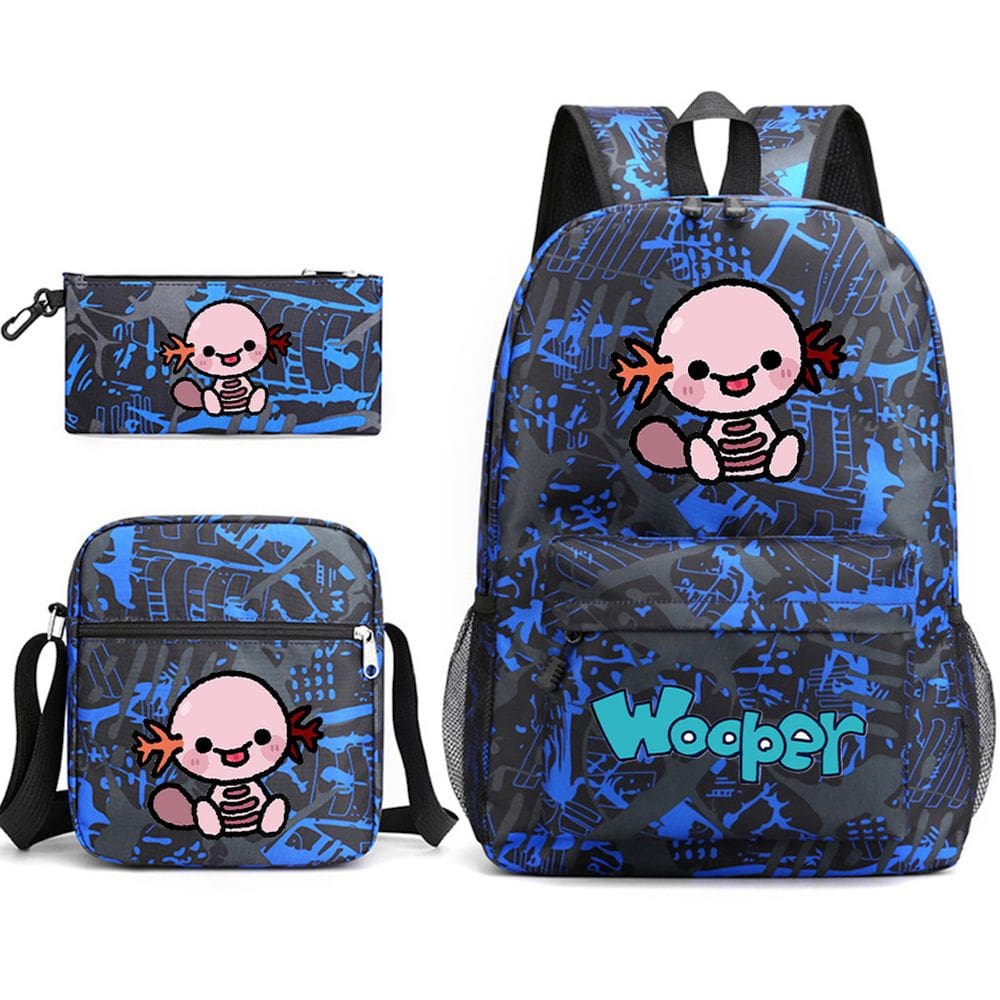 Conjunto de mochilas Woopers Cartoon Kids School, 3 peças de anime