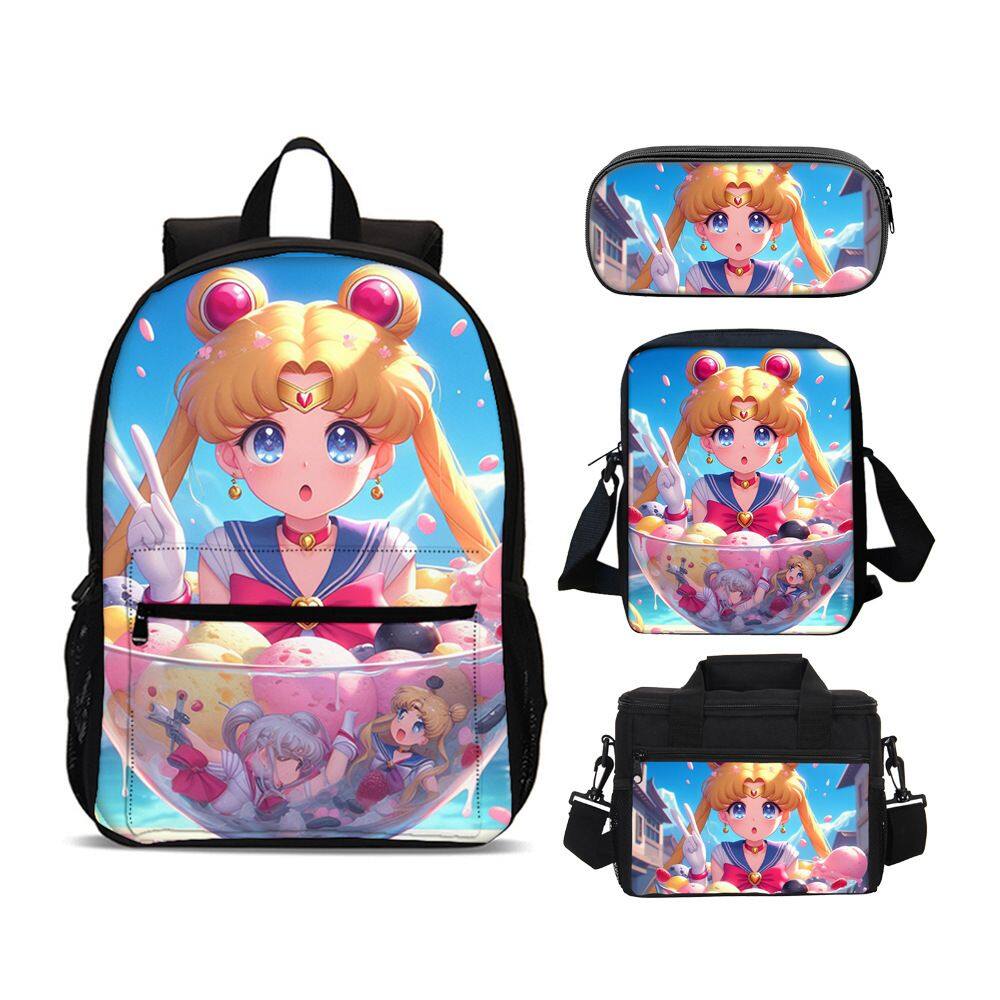 Conjunto de mochilas Sailors Moons Tsukinos Usagis Anime School 4 unidades