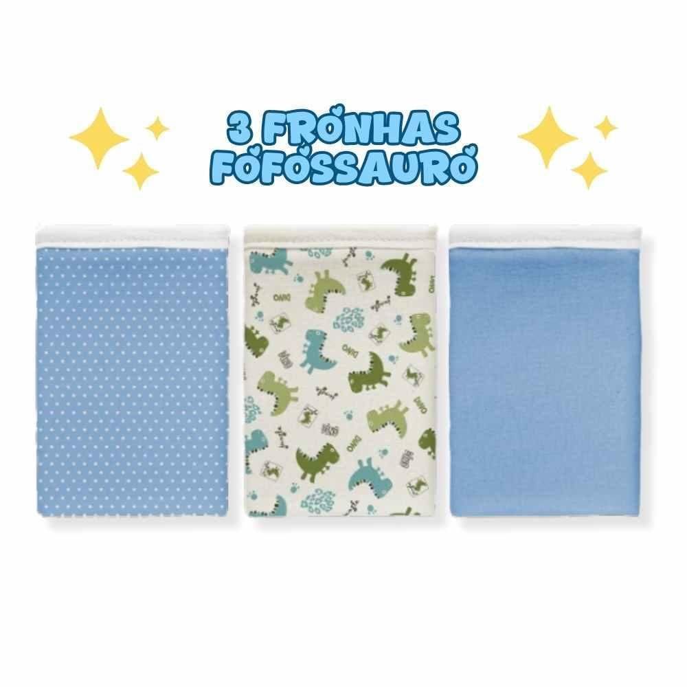 Kit 3 Pçs Fronha Para Bebê 30 X 40Cm Masculino Fofossauro