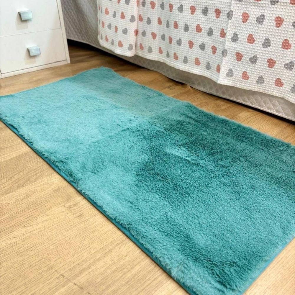 Tapete Chinchila Basa Antiderrapante 50x100cm Verde Mar