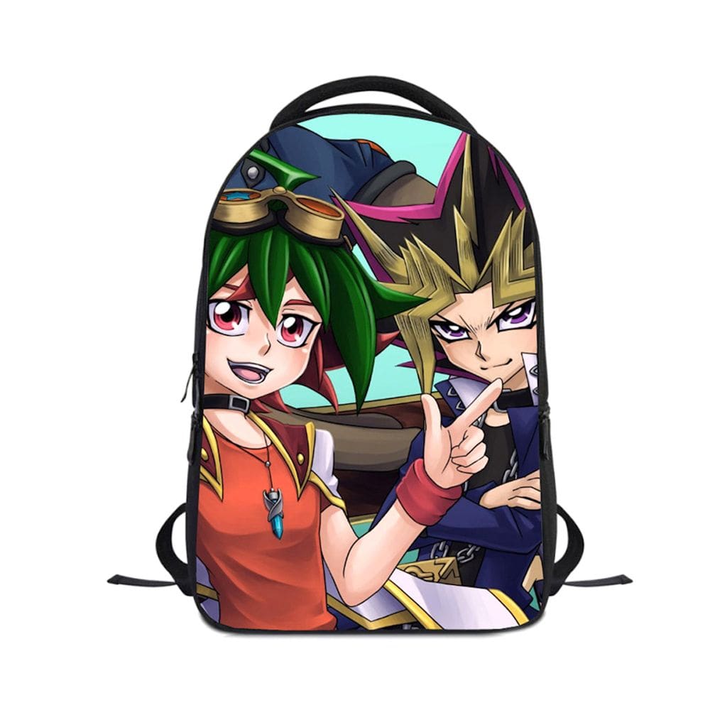 Mochila escolar YuGiOh Kids, poliéster impresso em 3D, 28x13x44cm