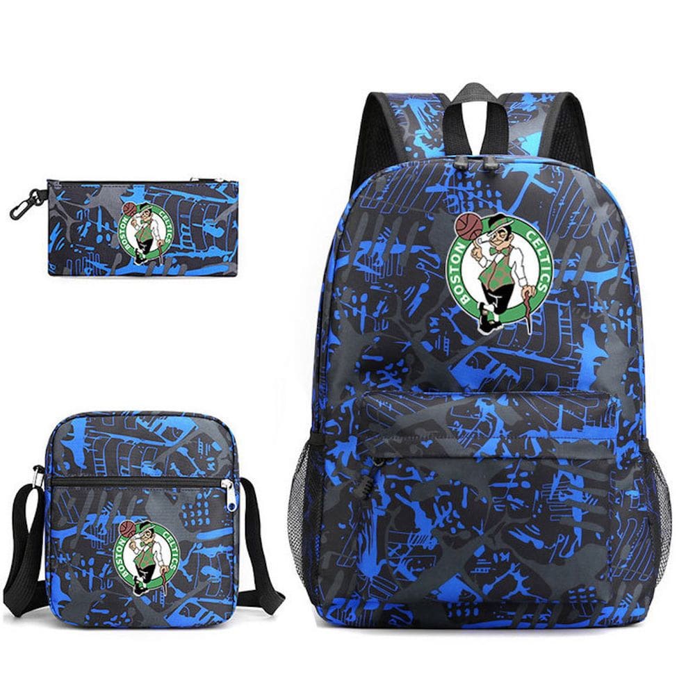 Conjunto de mochilas escolares Celtics de 3 peças para estudantes