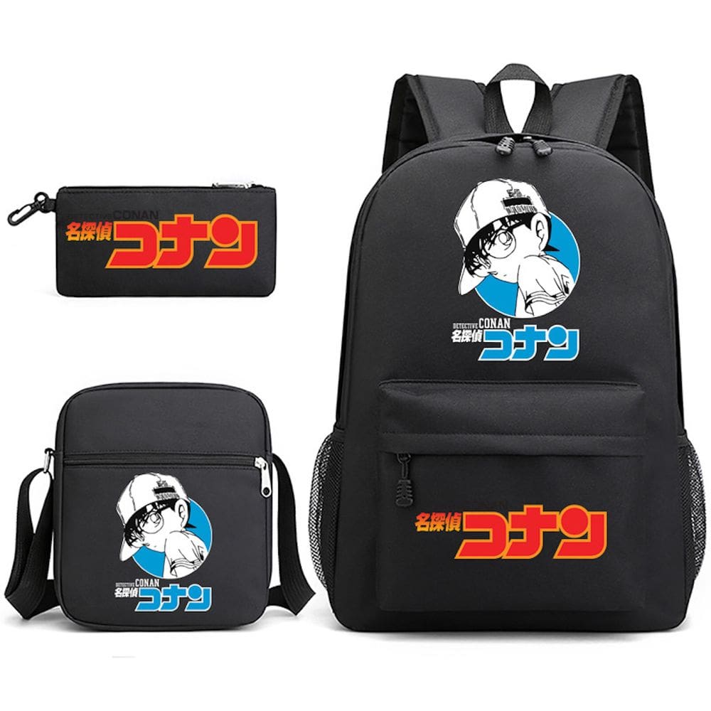Conjunto de mochilas Detetive Conan Edogawa Conan Cartoon Kids