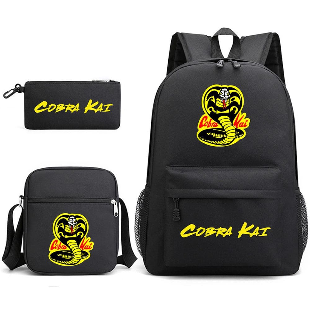 Conjunto de mochilas Cobras Kais Cartoon Kids School Nylon 3 unidades