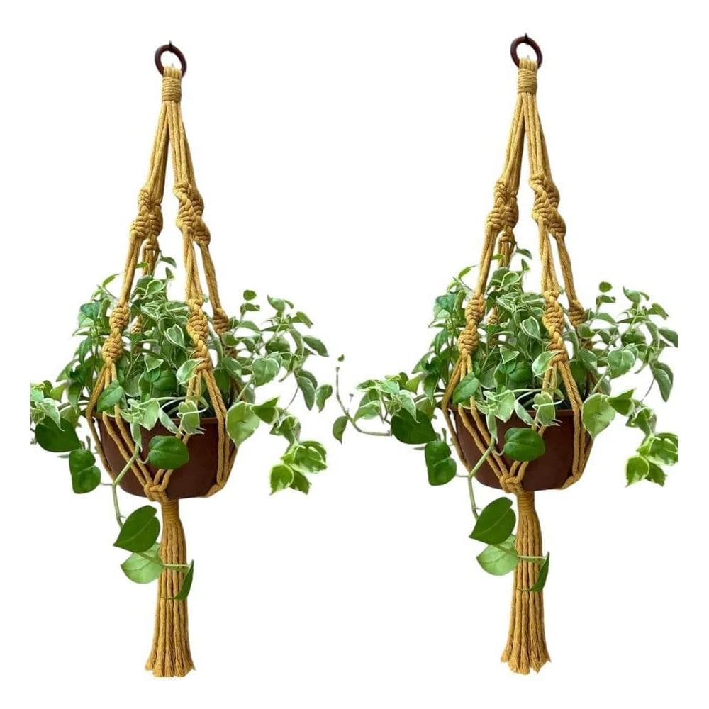 2X Kit 02 Macrame Para Plantas 90Cm Suporte Suspenso Decorat