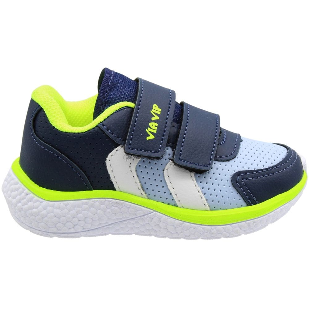 Tênis Infantil  Via Vip Escolar Tiras Fixadoras Menino