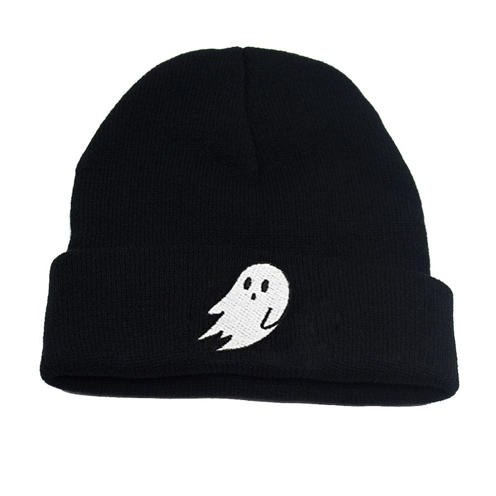 Chapéu de malha Ghost Embroidered Anime Winter Beanie unissex