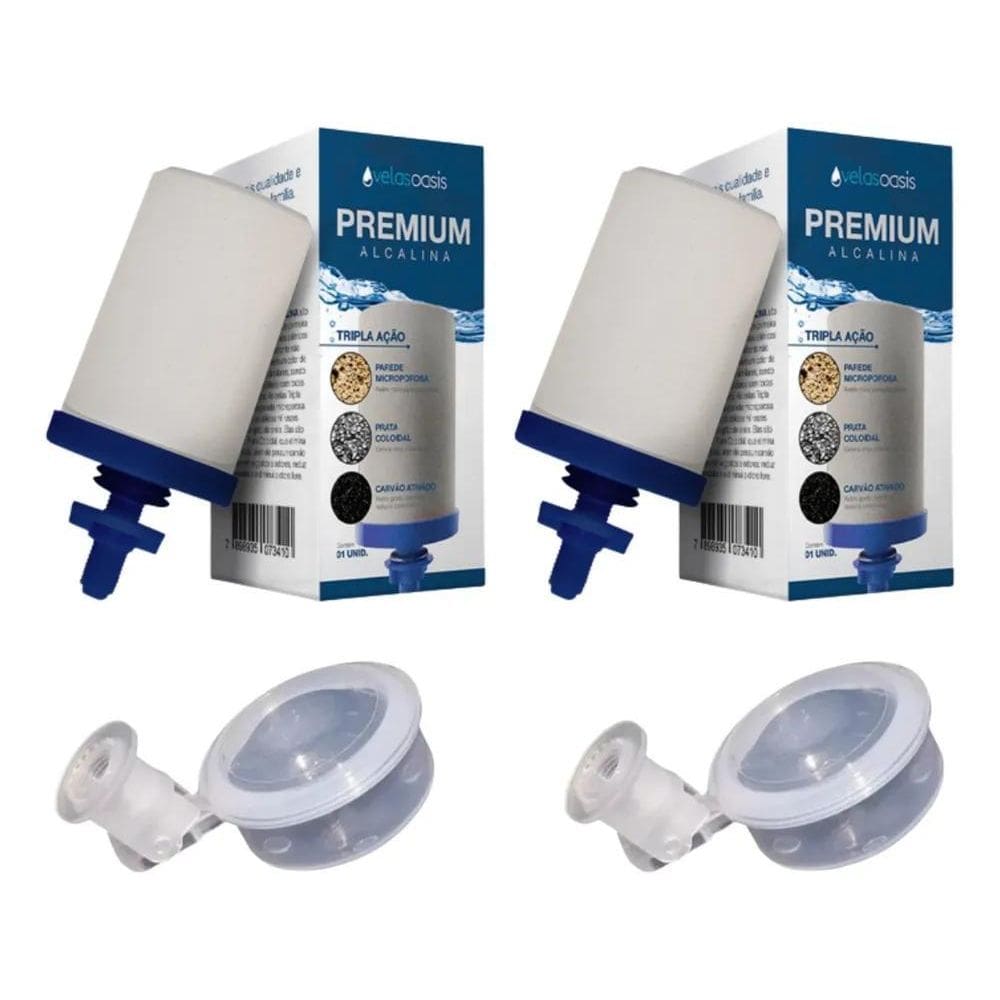 2X Kit 02 Vela Para Filtro Barro Alcalina Tripla Ação + 02 B