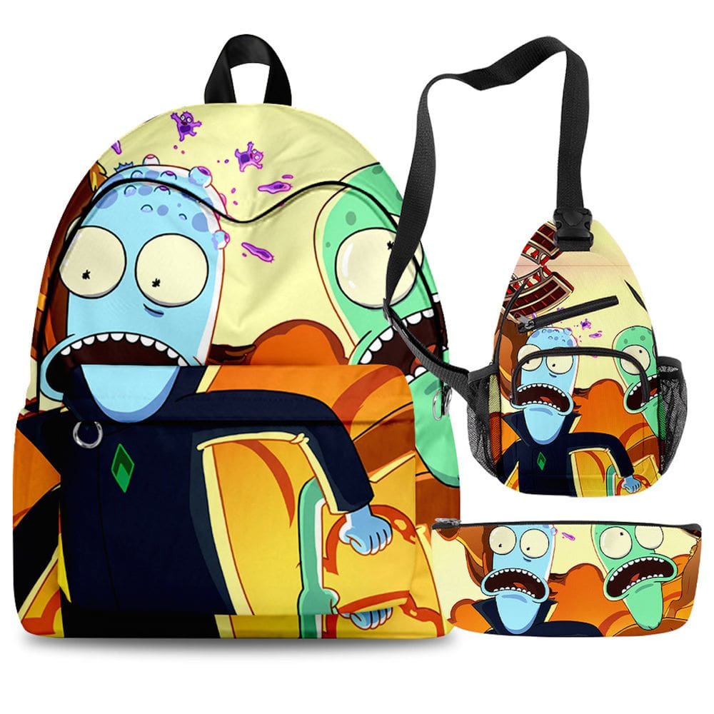 Conjunto de 3 peças, mochila escolar infantil Solars Opposites Korvos Cartoon