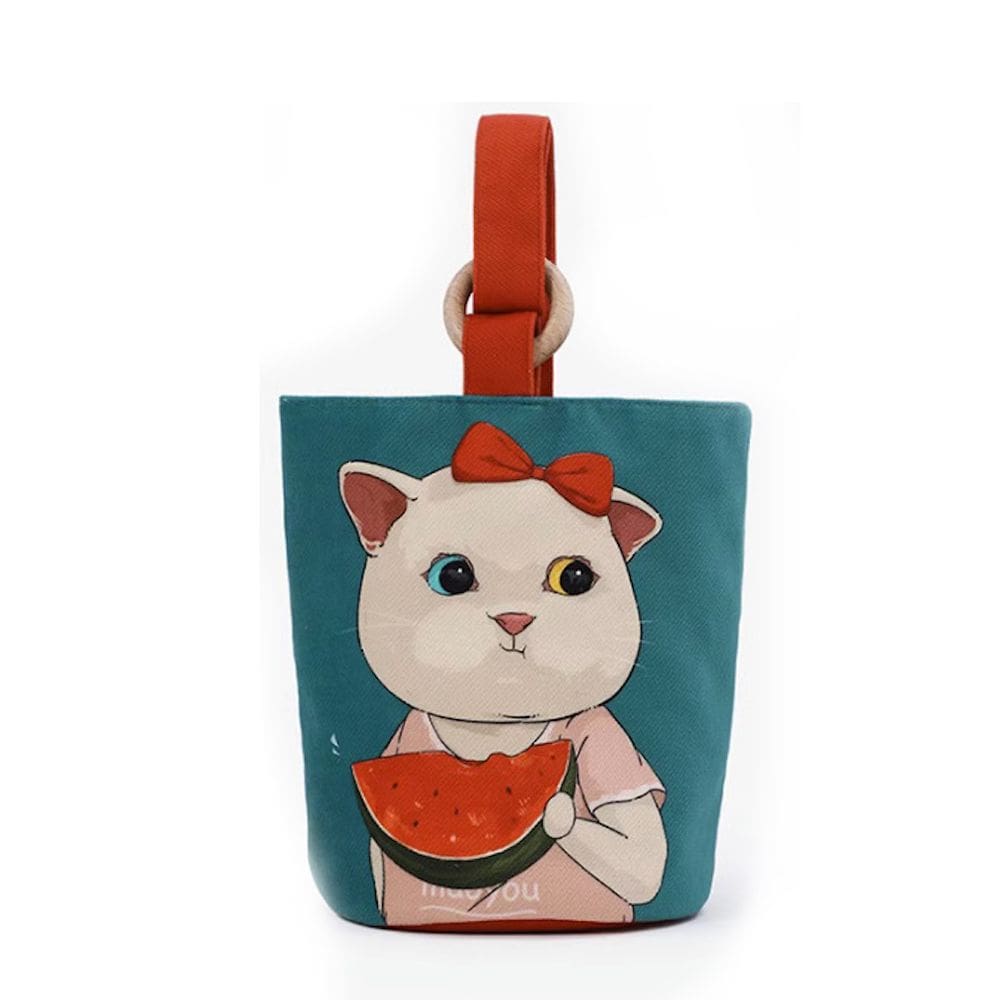 Lancheira Cute Cat Anime Canvas 15x20cm reutilizável à prova de vazamentos