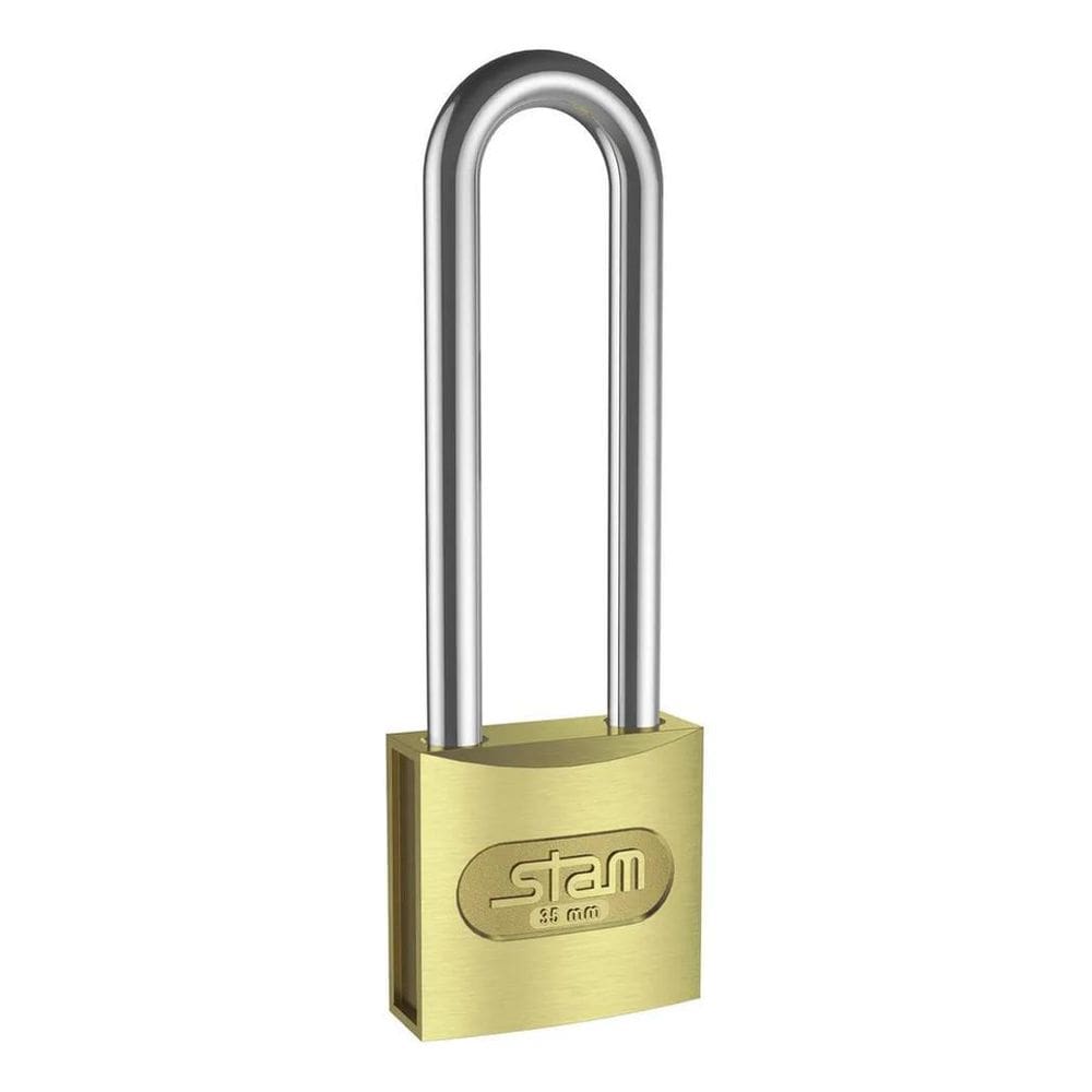 2X Cadeado Haste Longa Stam Zamac Latonado 35Mm