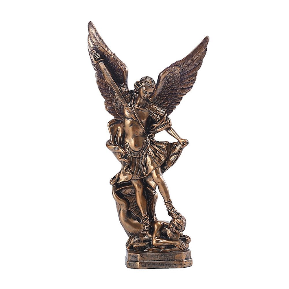 Estatueta Saint Milka Angel Matando Demônios Cor de Cobre