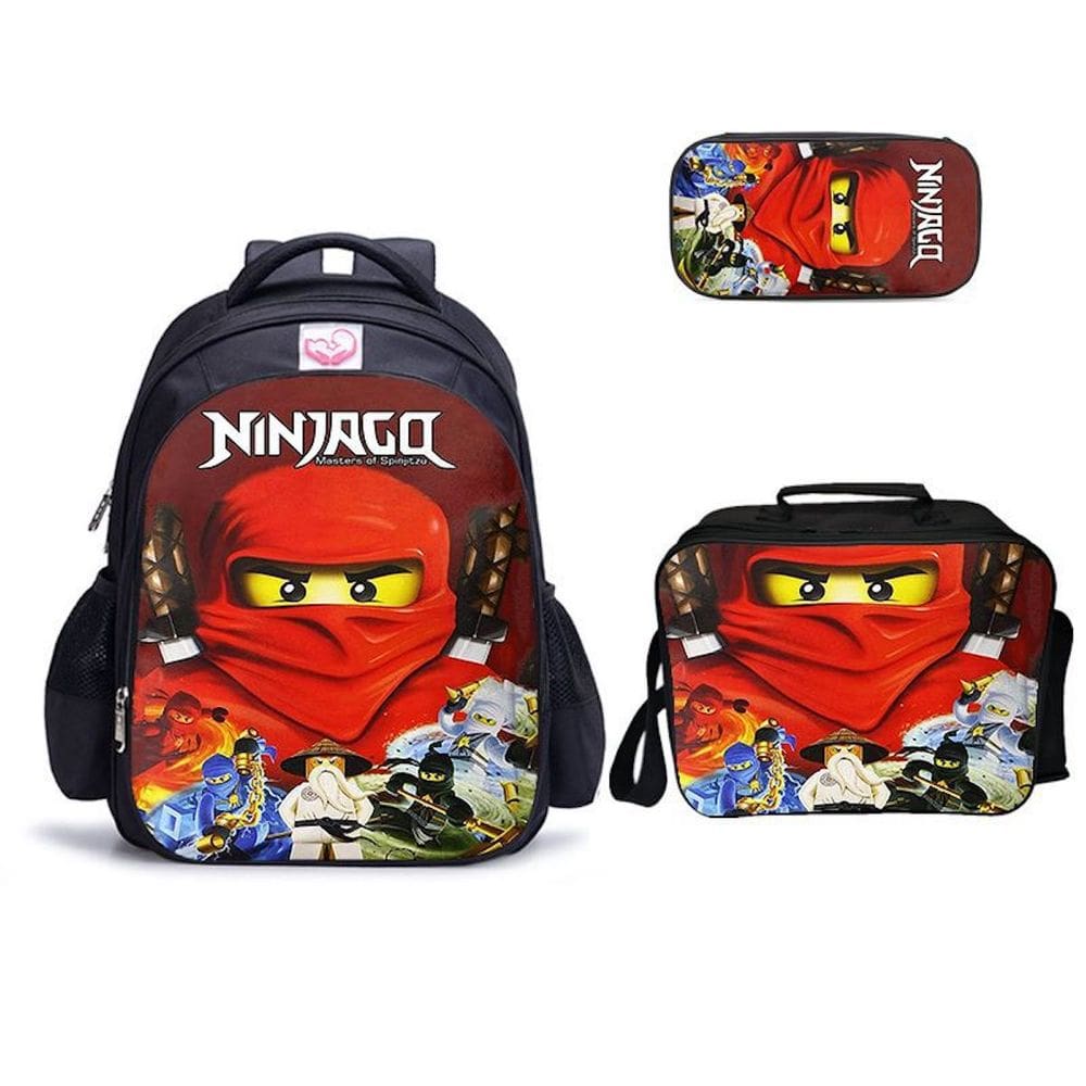 Conjunto de mochilas escolares Ninjas de 3 peças para estudantes