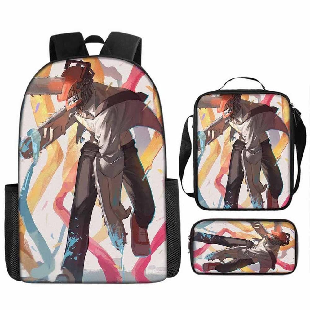 Conjunto de mochilas Chainsaws Mans Denjis Cartoon Kids 3 unidades