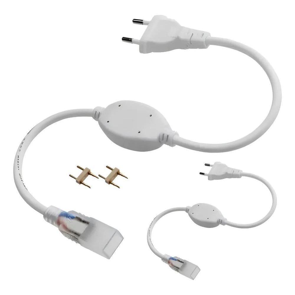 2X 2 Conector Plug Tomada Fonte Mangueira Led 5050 Chata Biv