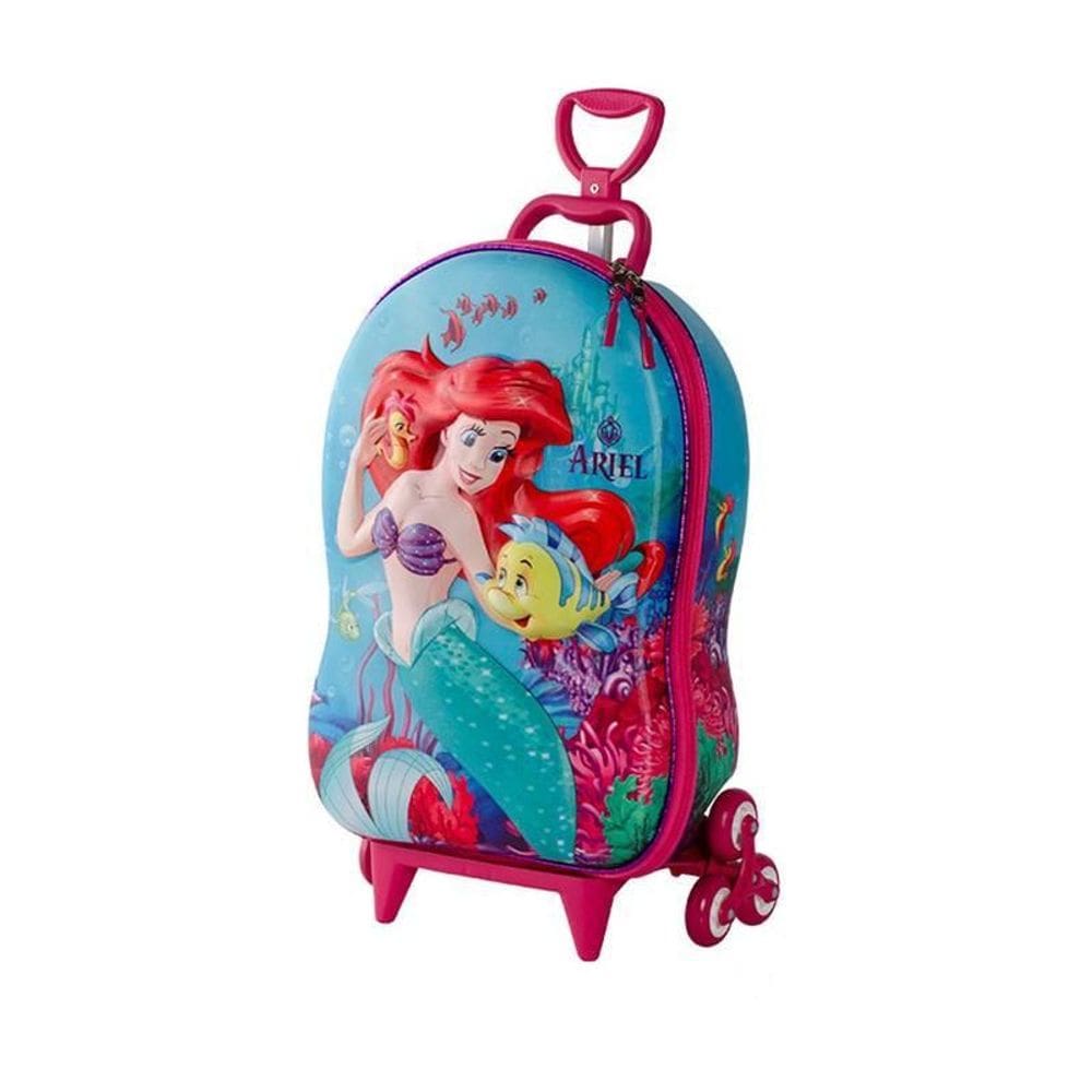 Mala De Viagem Infantil Com Rodinha Pequena Sereia Ariel 3D