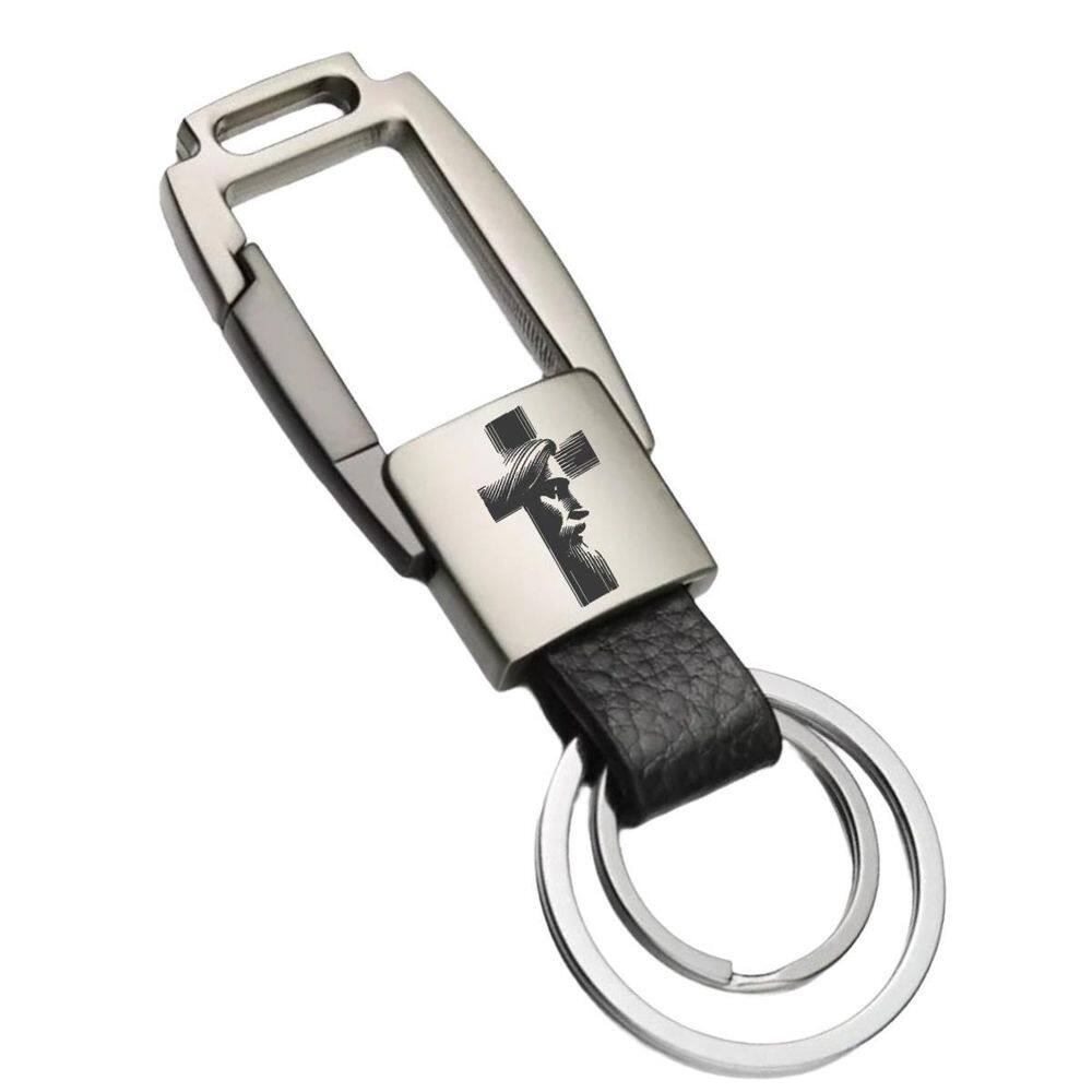 Chaveiro Jesus Cristo Cruz Trava Metal Mosquetão Ff