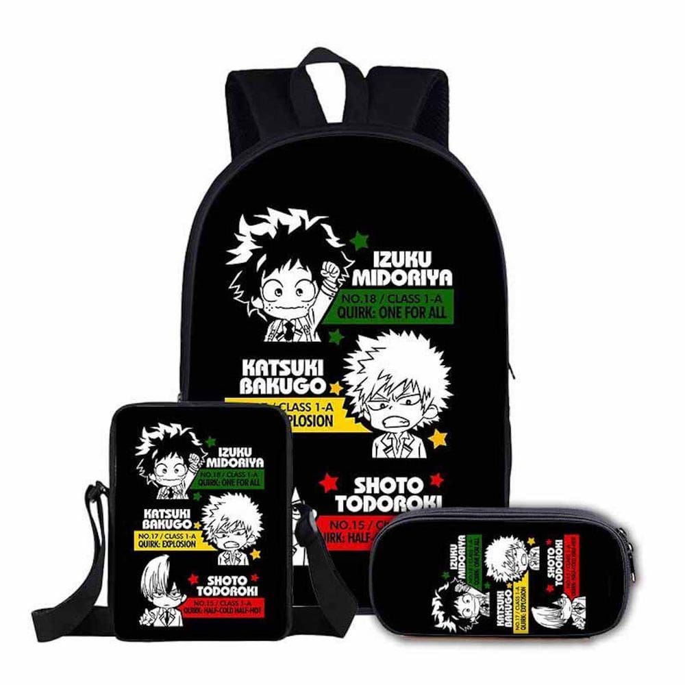 Conjunto de mochilas My Heros Academias Midoriyas Izukus Bakugous