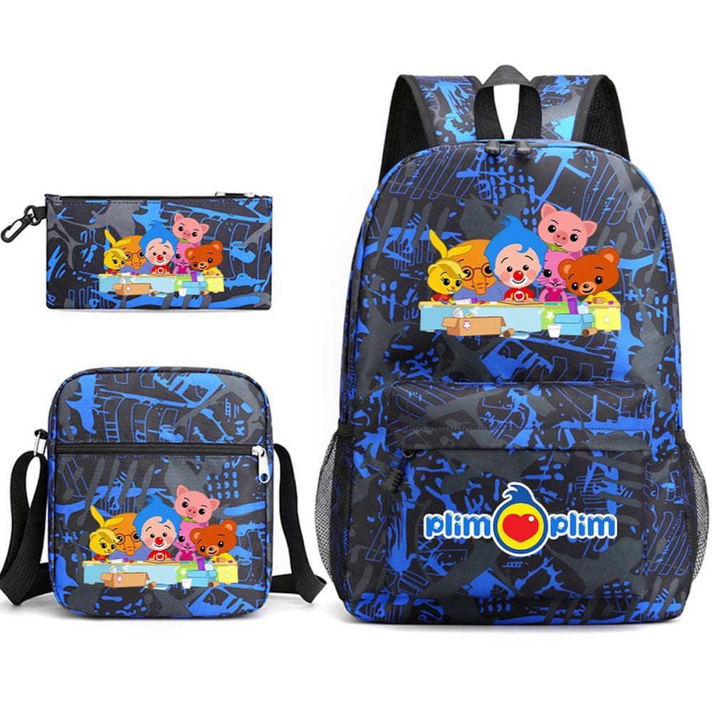Conjunto de mochilas Plims Plims Cartoon Kids School Anime 3 unidades