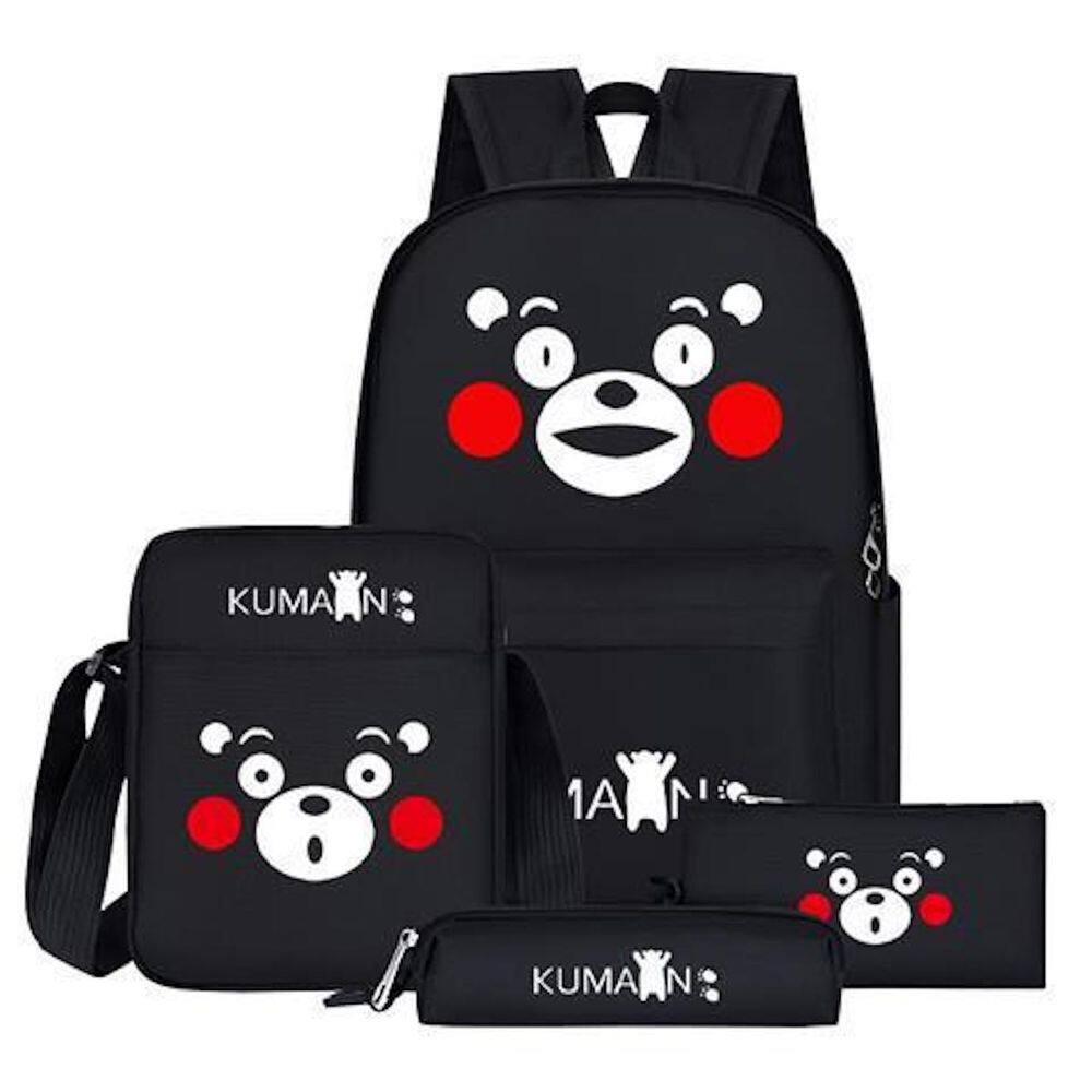 Mochila escolar Kumamons Cartoon Kids 4 unidades/conjunto de lona