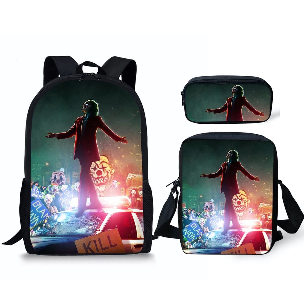 Conjunto de mochilas Jokers Cartoon Kids School Nylon 3 unidades
