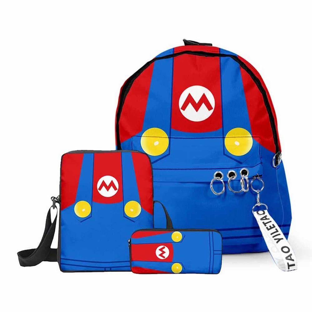 Conjunto de mochilas Marios Bros Cartoon Kids School 3 unidades
