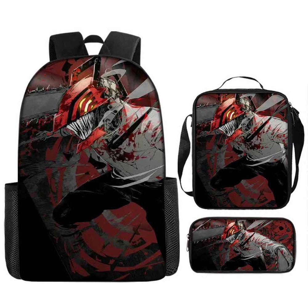 Conjunto de mochilas Chainsaws Mans Denjis Cartoon Kids 3 unidades