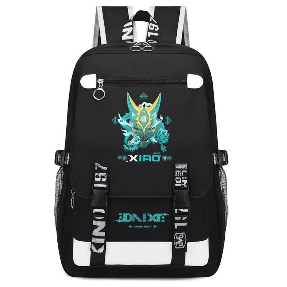Mochila escolar Genshins Impacts Xiaos Cartoon Kids Oxford