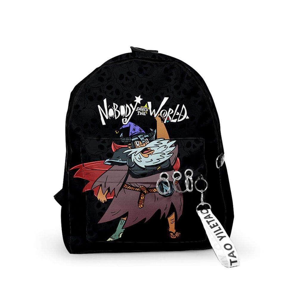 Mochila Nobody Saves Worlds Cartoon Kids School Oxford