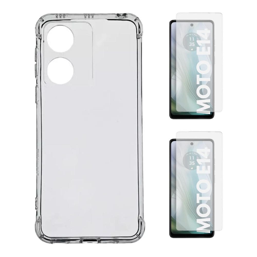 Capa Capinha Silicone + 2 Películas Vidro Motorola Moto E14