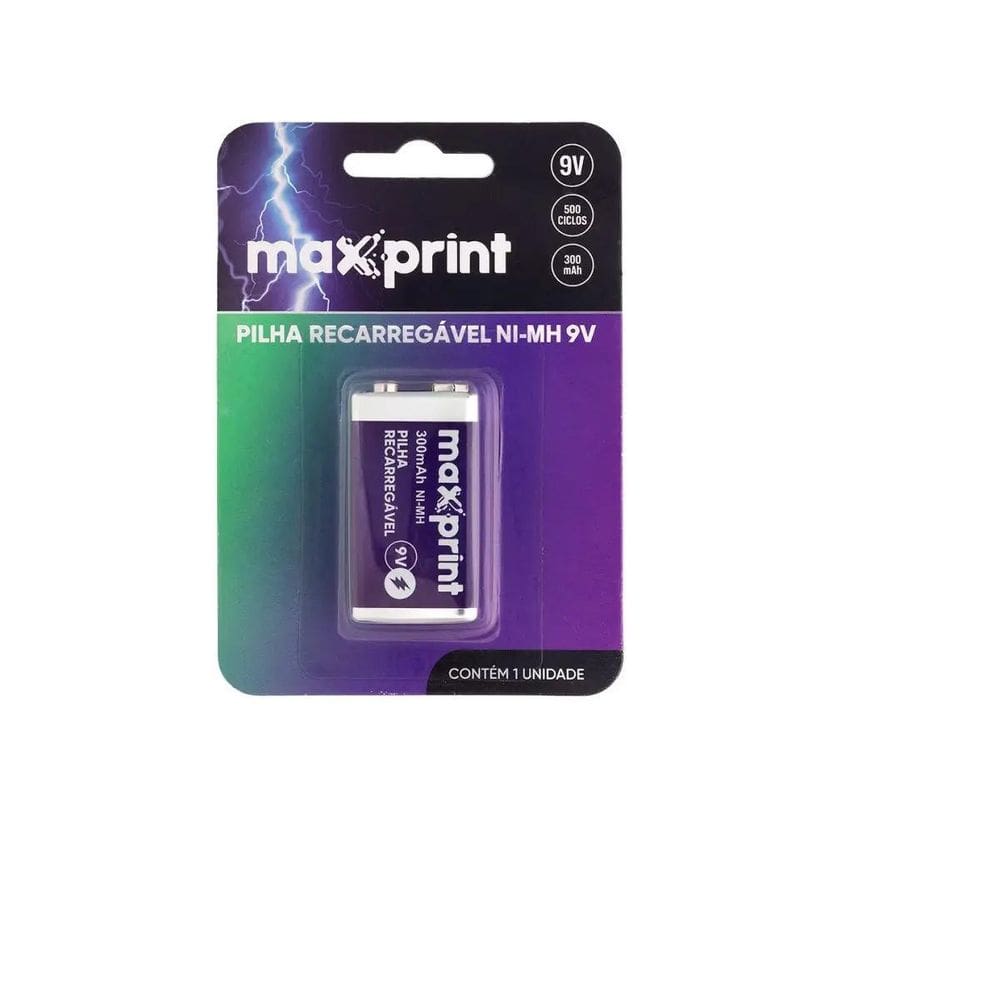 Pilha Recarregavel Maxprint 9V 300Mah C/1