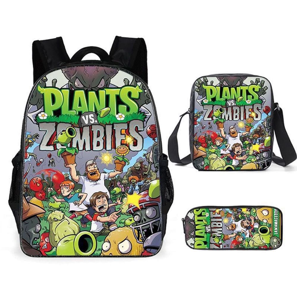 Conjunto de mochilas Plants Zombies Cartoon Kids School 3 unidades