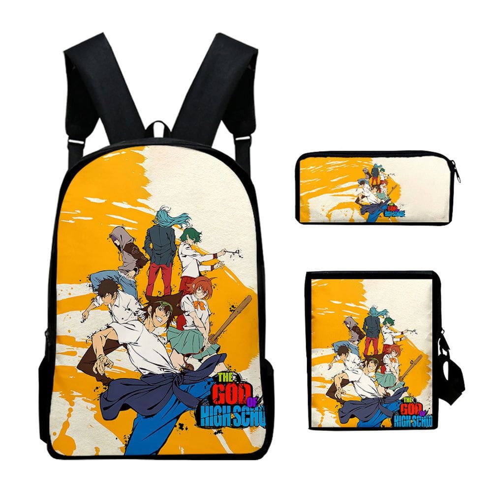 Conjunto de mochilas The God of Highschool para crianças, 3 unidades