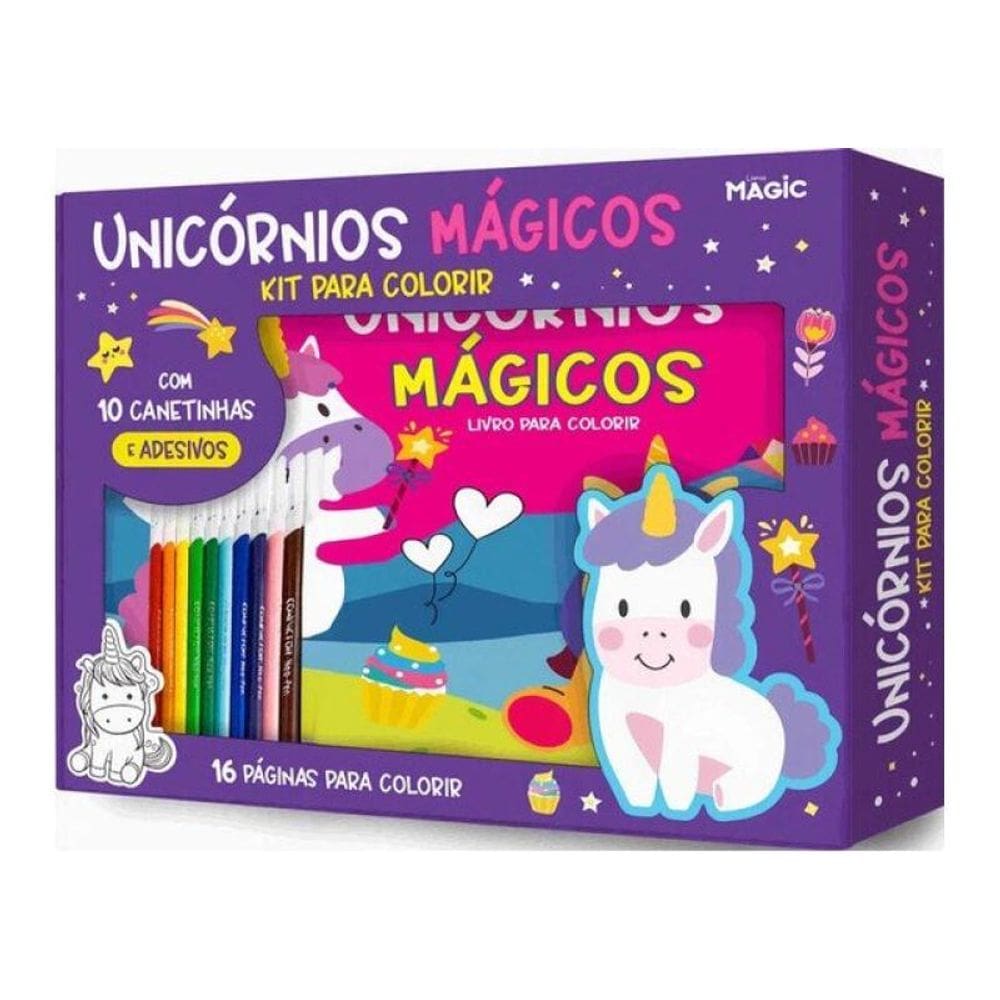 Amigos Unicórnios - Kit Para Colorir