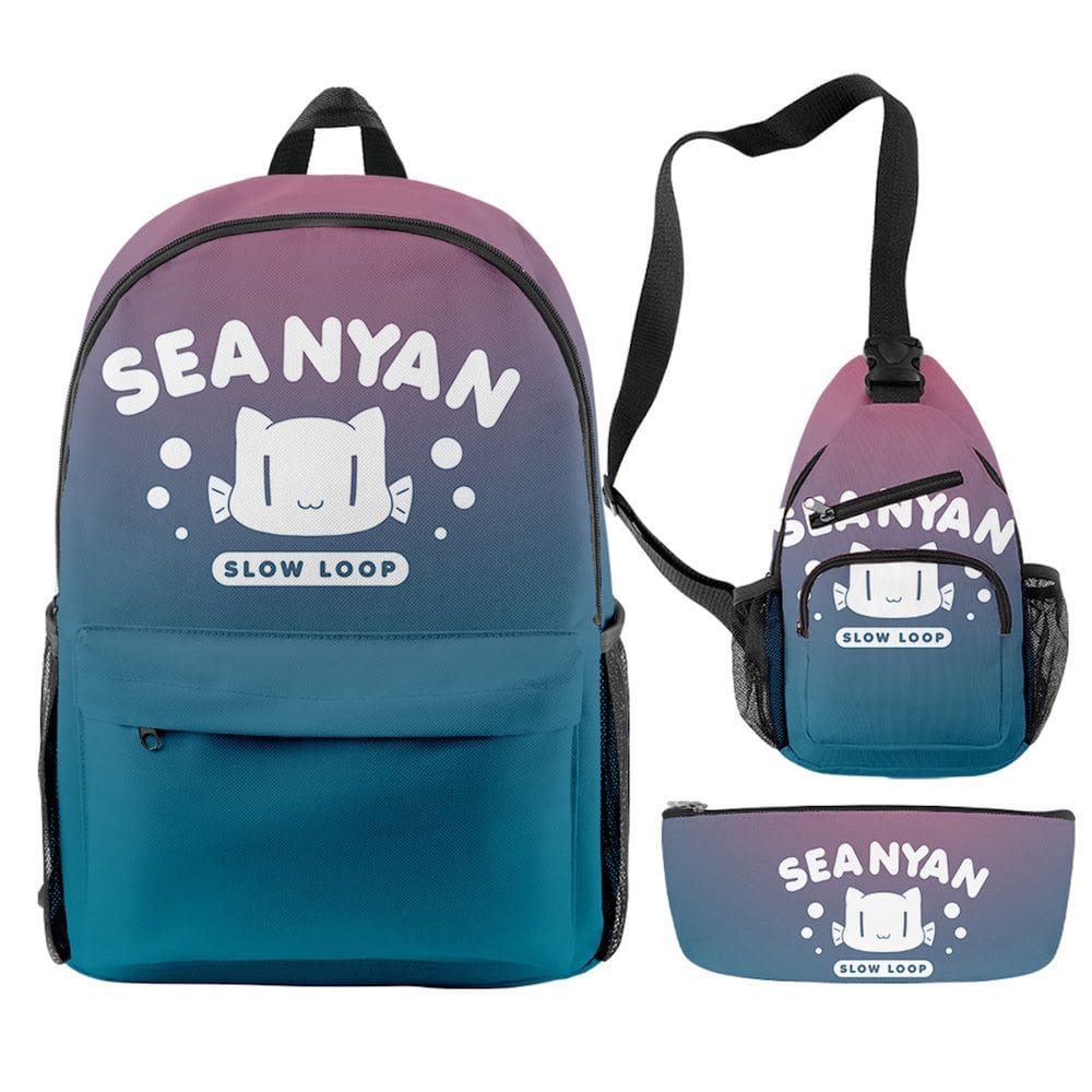 Conjunto de mochilas Slows Loops Cartoon Kids School, 3 peças de anime