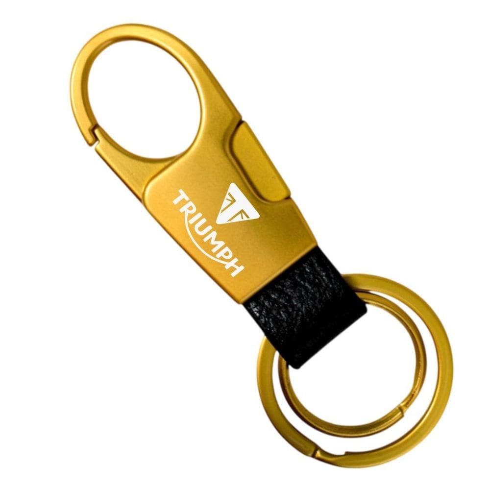 Chaveiro Para Triumph Couro Metal Bonneville Tiger B Dourado