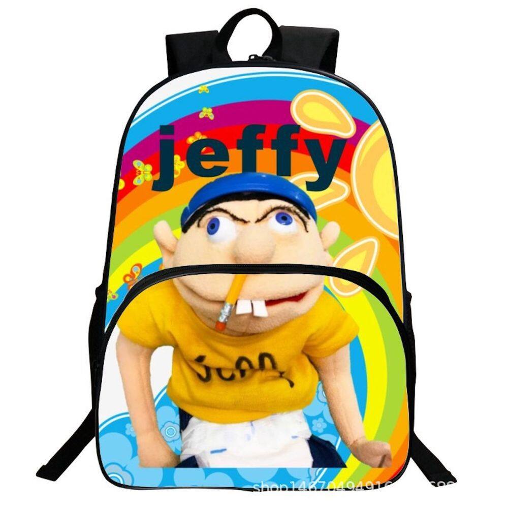 Mochila escolar infantil Jeffy Boy, impressão 3D, poliéster