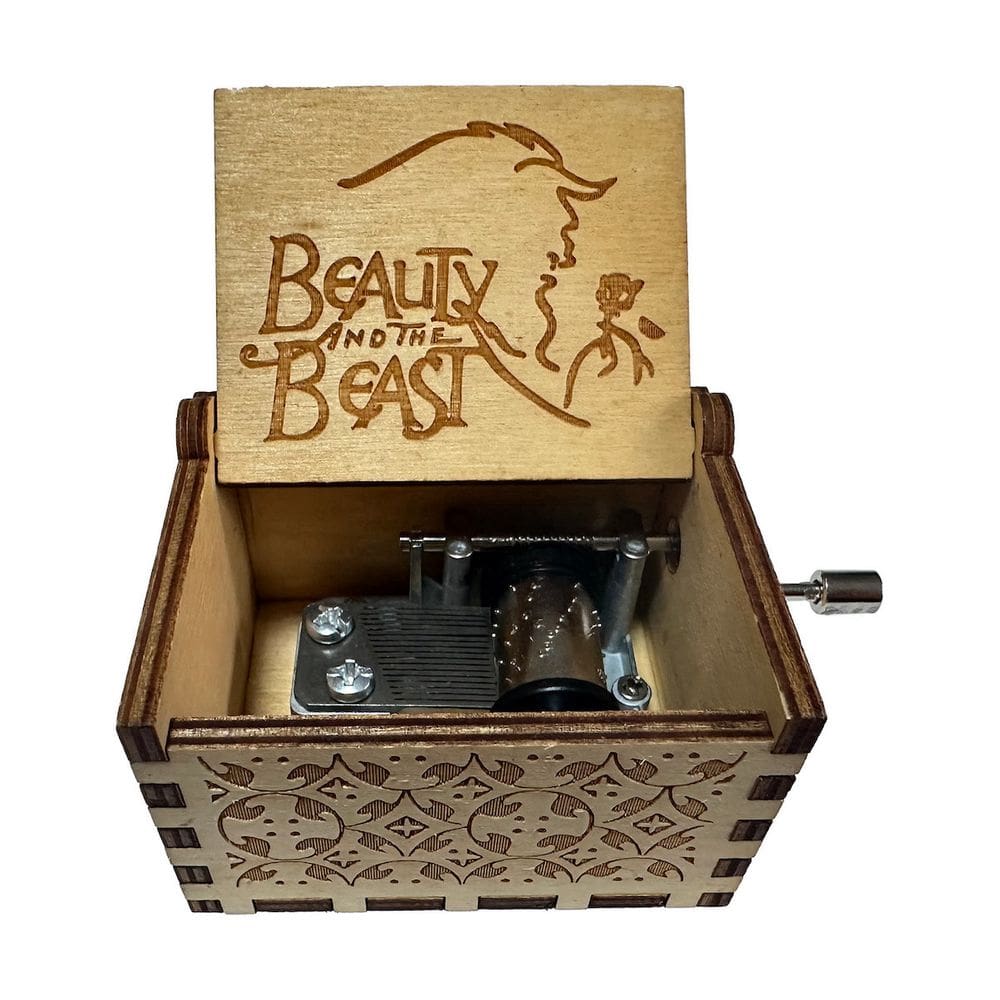 Manivela com tema de anime Music Box Beautys And Beasts Wood