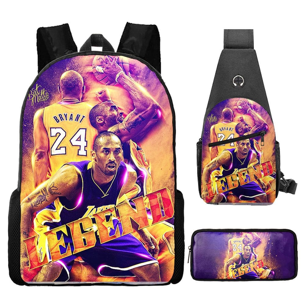 Conjunto de mochilas Kobes Bryants Cartoon Kids School 3 unidades