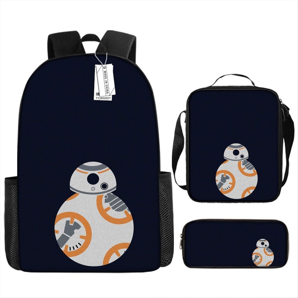Conjunto de mochilas BB8 Cartoon, mochila escolar infantil, anime, 3 unidades