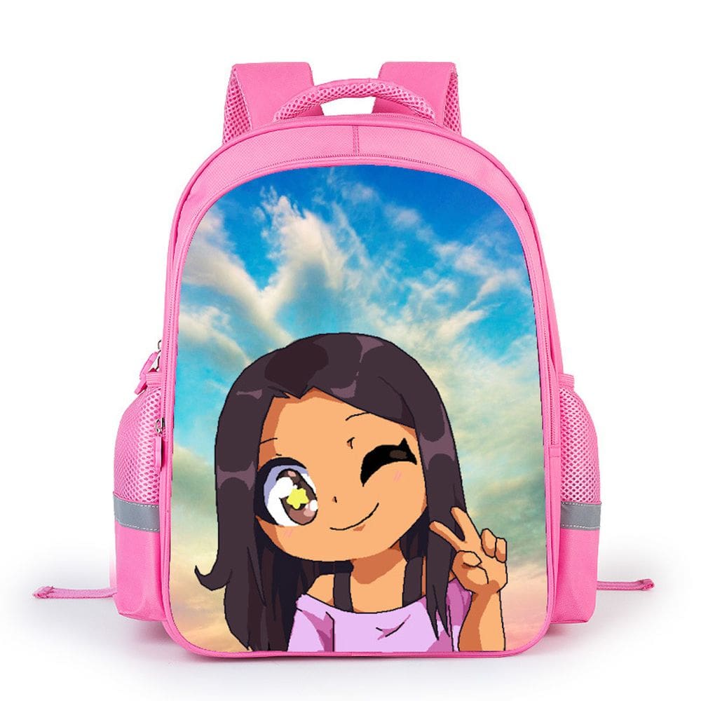 Mochila Aphmaus rosa para crianças em poliéster escolar 30x16x44cm